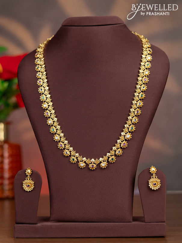 Antique haaram with kemp and kundan stones