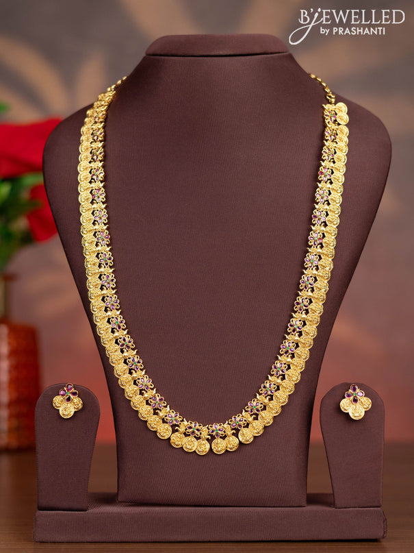 Antique haaram with lakshmi kasu design and kemp stones