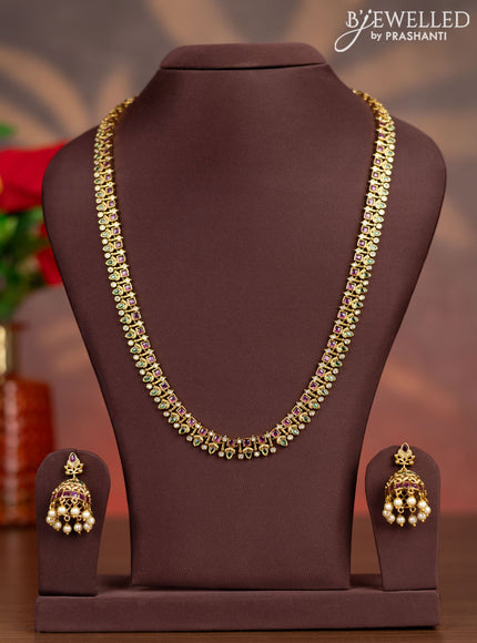 Antique haaram with kemp and cz stones