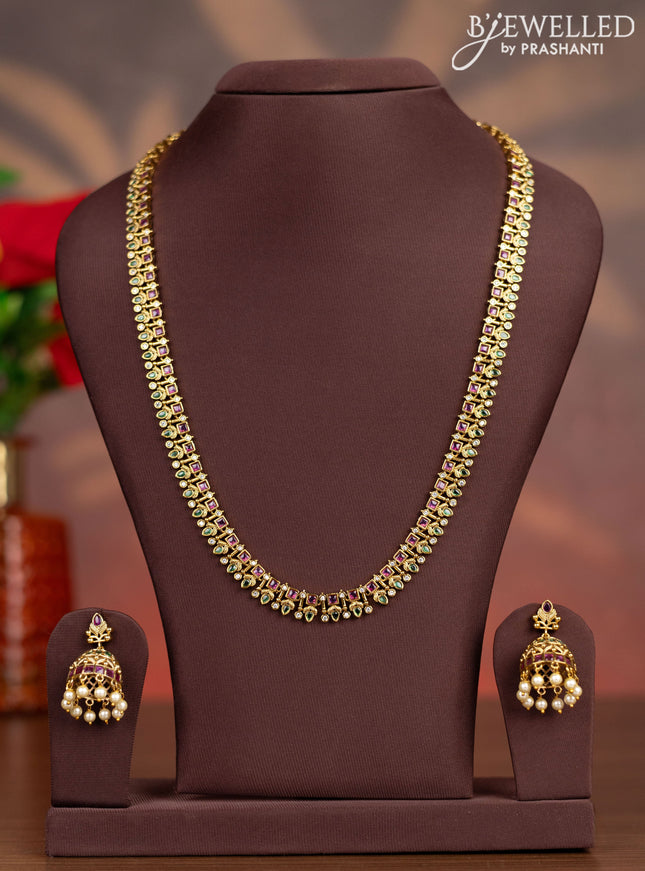 Antique haaram with kemp and cz stones