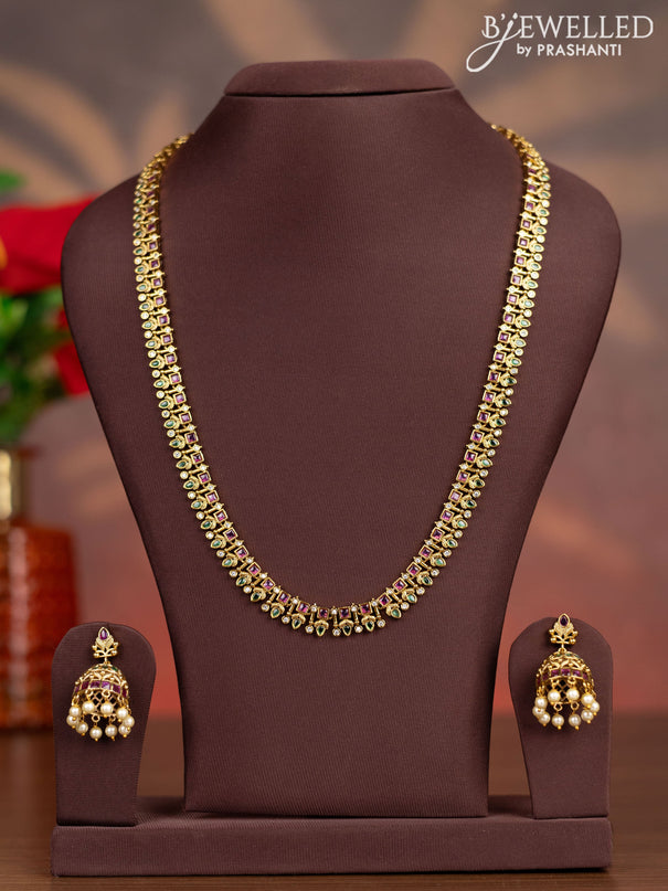Antique haaram with kemp and cz stones