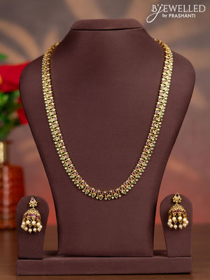 Antique haaram with kemp and cz stones