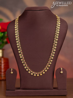 Antique haaram lakshmi kasu design with pink kemp stones