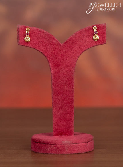 Antique haaram lakshmi kasu design with pink kemp stones