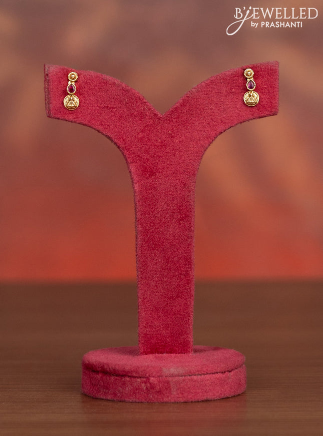Antique haaram lakshmi kasu design with pink kemp stones