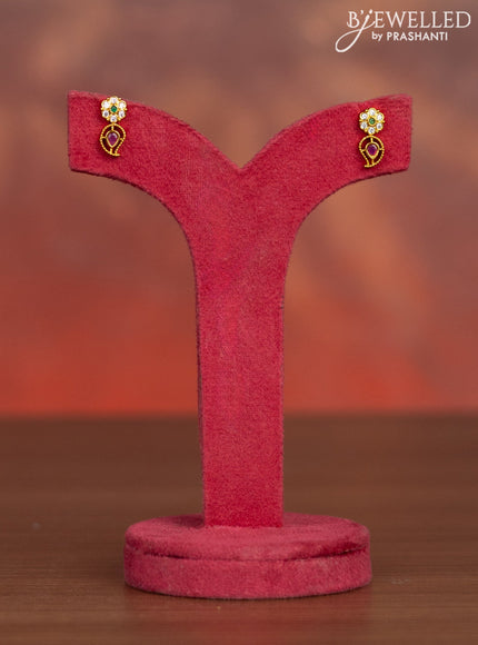 Antique haaram manga pattern with kemp & cz stones and pearl hangings