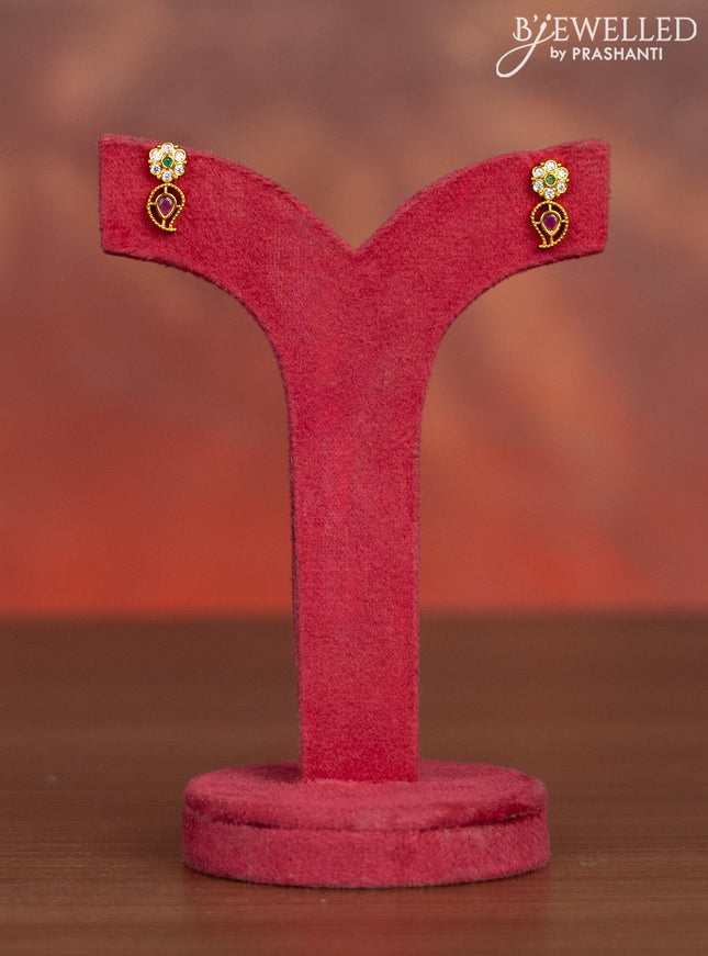 Antique haaram manga pattern with kemp & cz stones and pearl hangings