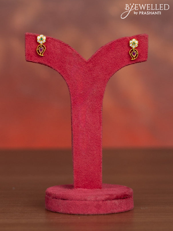 Antique haaram manga pattern with kemp & cz stones and pearl hangings