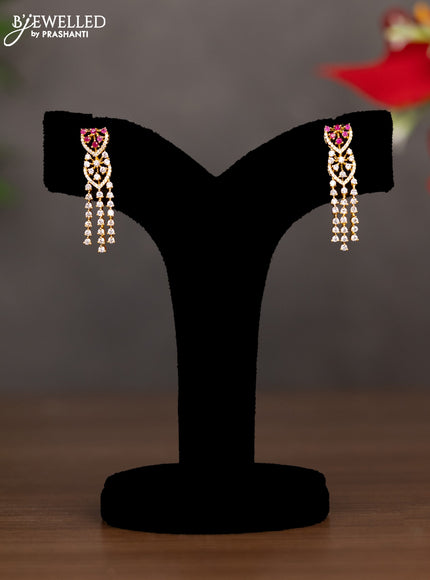 Zircon necklace with ruby and cz stones in gold finish