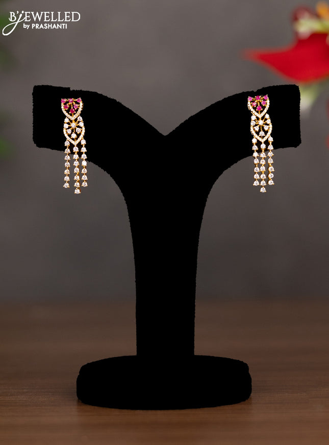 Zircon necklace with ruby and cz stones in gold finish