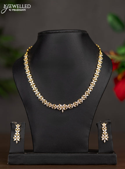 Zircon necklace with cz stones in gold finish