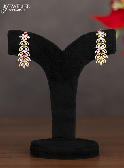 Zircon necklace with ruby & emerald and cz stones in gold finish