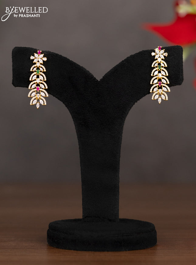 Zircon necklace with ruby & emerald and cz stones in gold finish