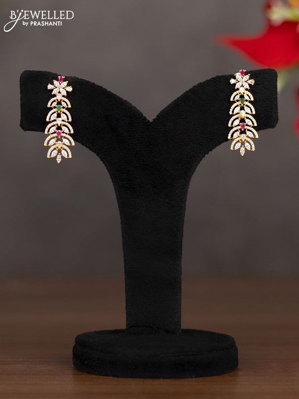 Zircon necklace with ruby & emerald and cz stones in gold finish