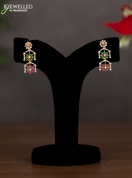 Zircon necklace with ruby & emerald and cz stones in gold finish