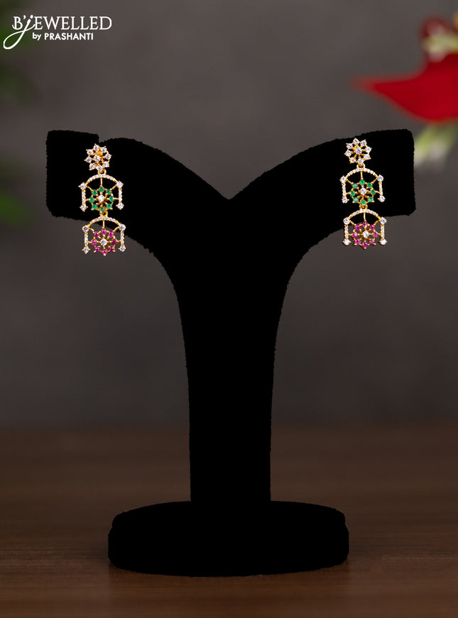 Zircon necklace with ruby & emerald and cz stones in gold finish