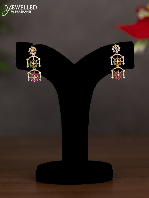Zircon necklace with ruby & emerald and cz stones in gold finish