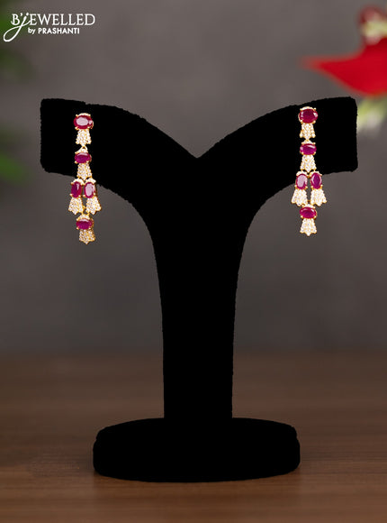 Zircon necklace with ruby and cz stones in gold finish