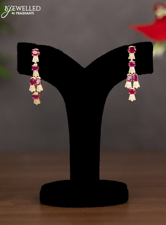Zircon necklace with ruby and cz stones in gold finish