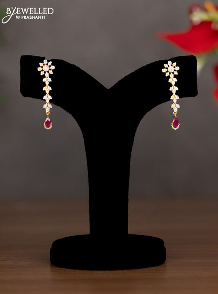 Zircon necklace with ruby and cz stones in gold finish