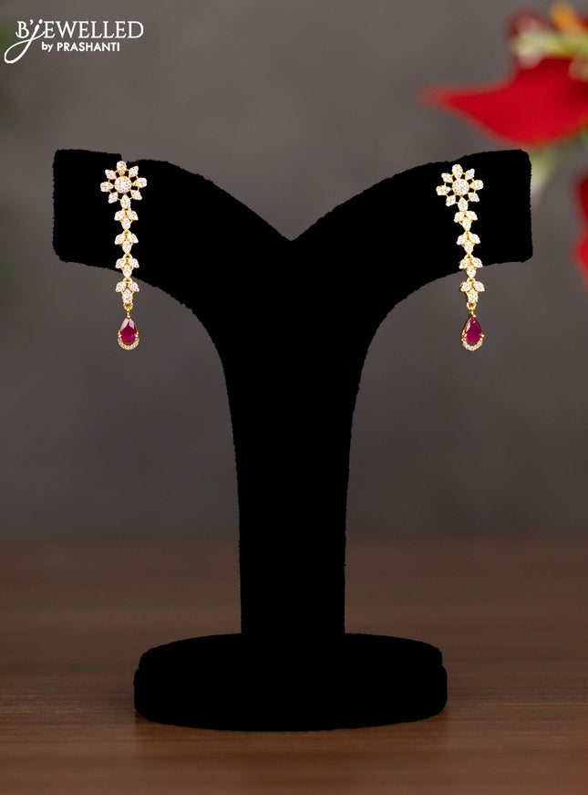 Zircon necklace with ruby and cz stones in gold finish