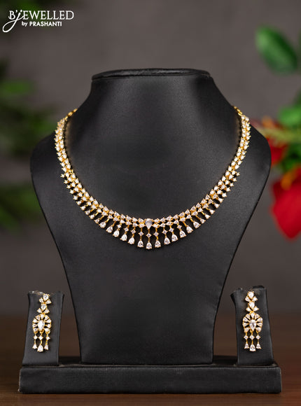 Zircon necklace with cz stones in gold finish