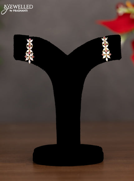 Zircon necklace with ruby and cz stones in gold finish