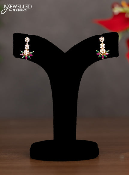 Zircon necklace with ruby and cz stones in gold finish
