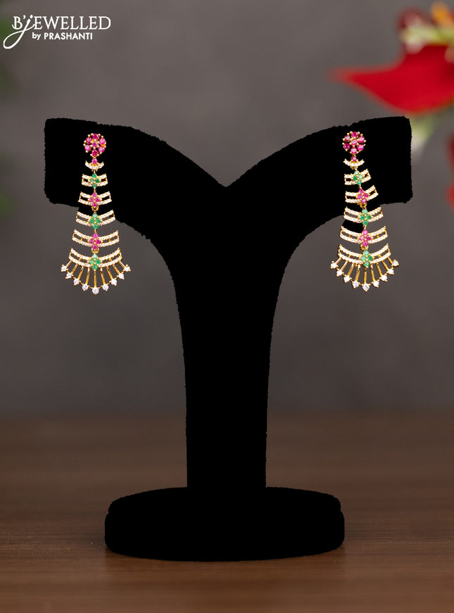 Zircon necklace with ruby & emerald and cz stones in gold finish