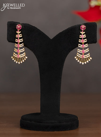 Zircon necklace with ruby and cz stones in gold finish