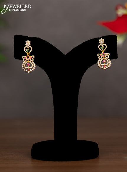 Zircon necklace heart shape design with ruby & emerald and cz stones in gold finish