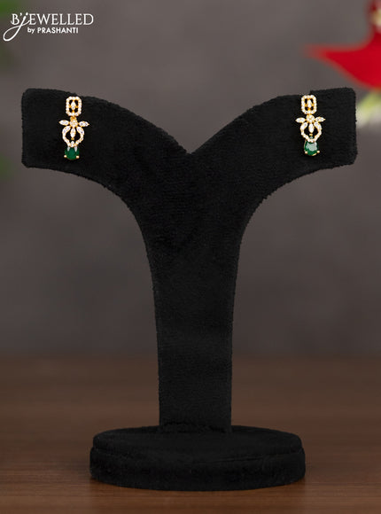 Zircon double layer necklace with emerald and cz stones in gold finish