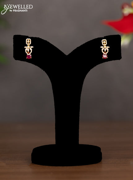 Zircon double layer necklace with ruby and cz stones in gold finish