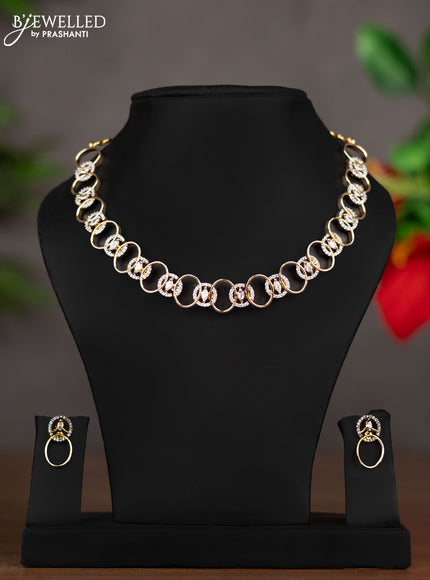 Zircon necklace with cz stones in gold finish