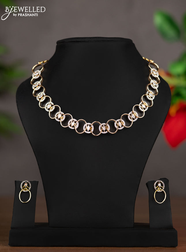 Zircon necklace with cz stones in gold finish