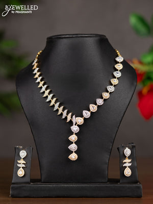 Zircon necklace with cz stones in gold finish