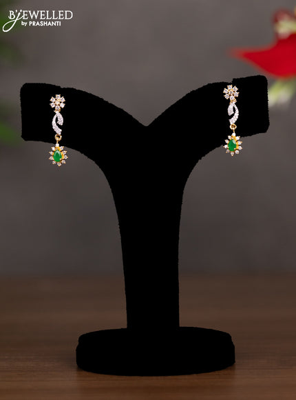 Zircon necklace with emerald and cz stones in gold finish