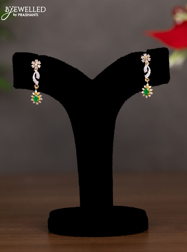 Zircon necklace with emerald and cz stones in gold finish
