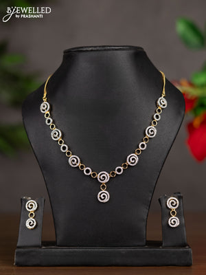Zircon necklace with cz stones in gold finish