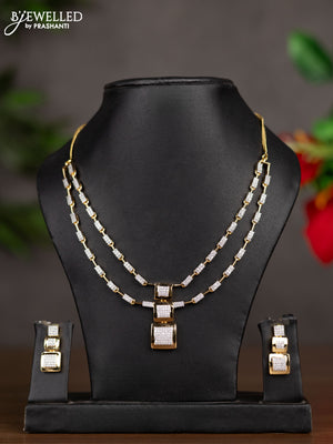 Zircon double layer necklace with cz stones in gold finish