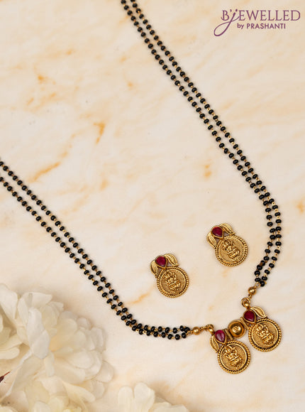 Mangalsutra double layer with lakshmi design and ruby stones
