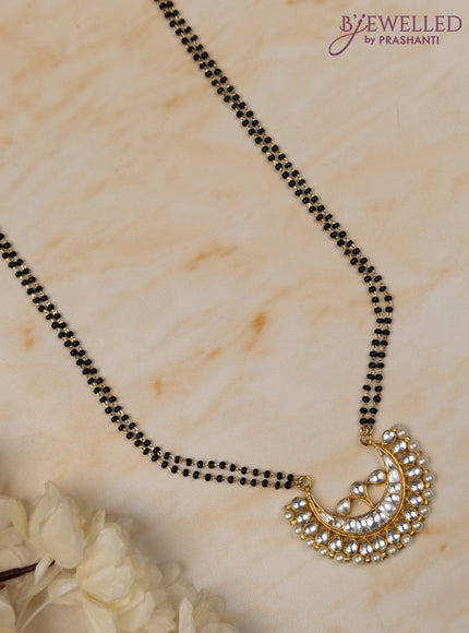 Mangalsutra double layer chandbali design with kundan stones and pearls without earrings