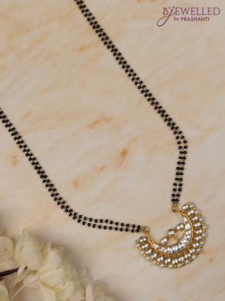 Mangalsutra double layer chandbali design with kundan stones and pearls without earrings