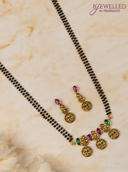Mangalsutra double layer lakshmi & ganesha design with kemp stones