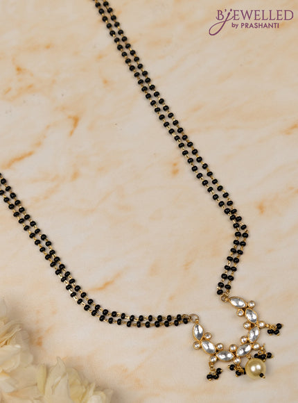 Mangalsutra double layer with kundan stones and pearl hanging  without earrings