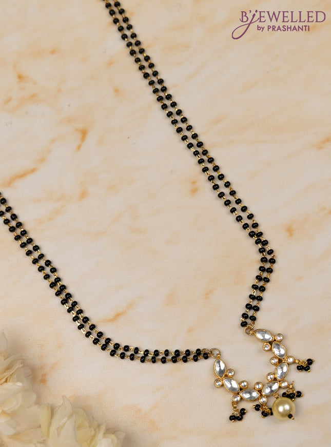 Mangalsutra double layer with kundan stones and pearl hanging  without earrings