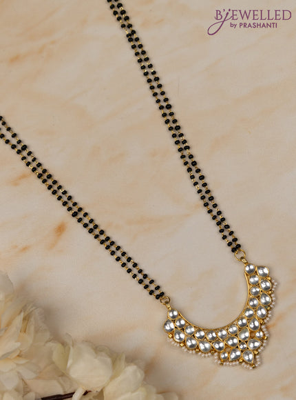 Mangalsutra double layer with kundan stones and pearl hanging  without earrings