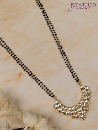 Mangalsutra double layer with kundan stones and pearl hanging  without earrings