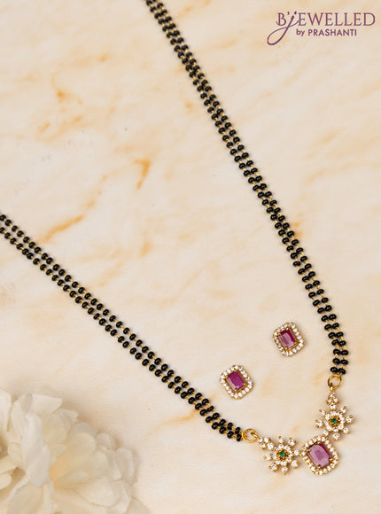 Mangalsutra double layer with kemp and cz stones