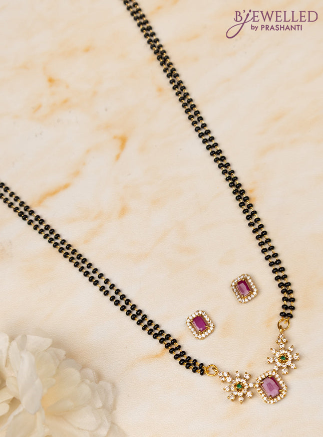 Mangalsutra double layer with kemp and cz stones